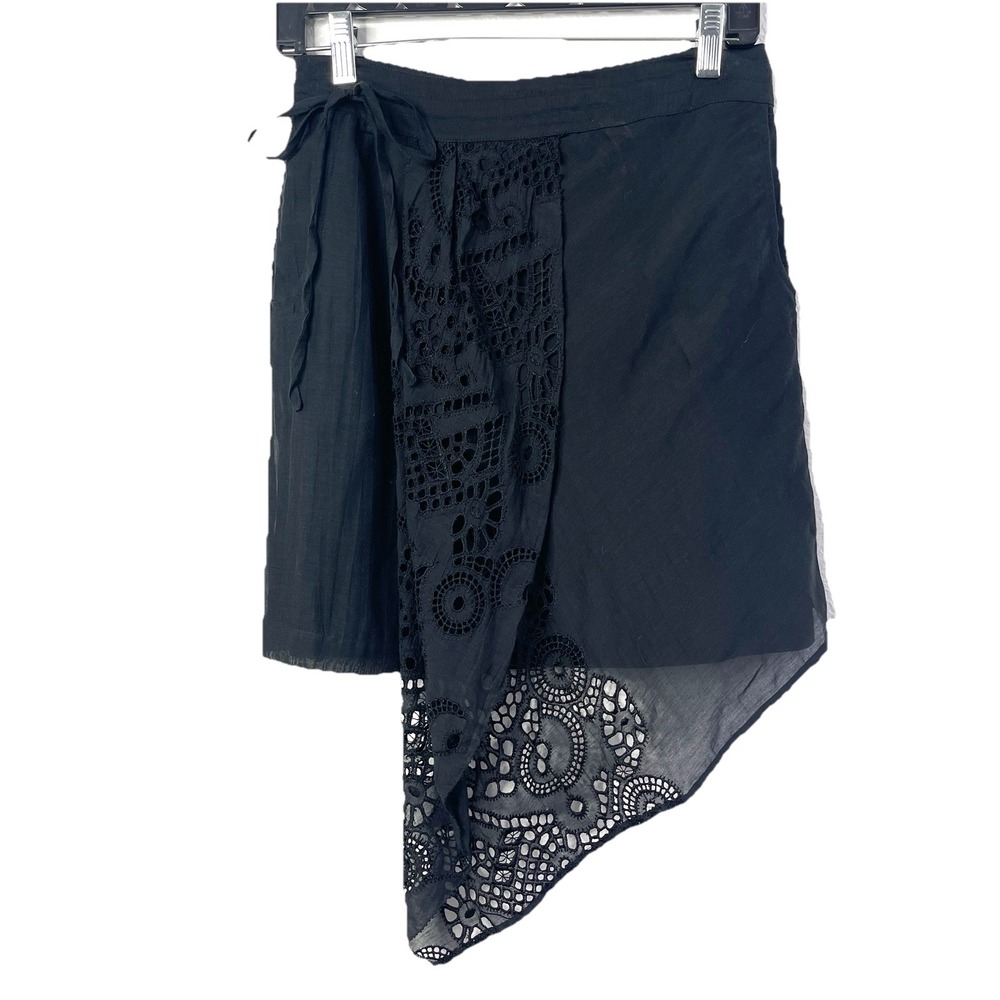 NWT Anthro Leifnotes‎ Black Skirt Size 2 Eyelet Silk  Asymmetrical  Whimsigoth
